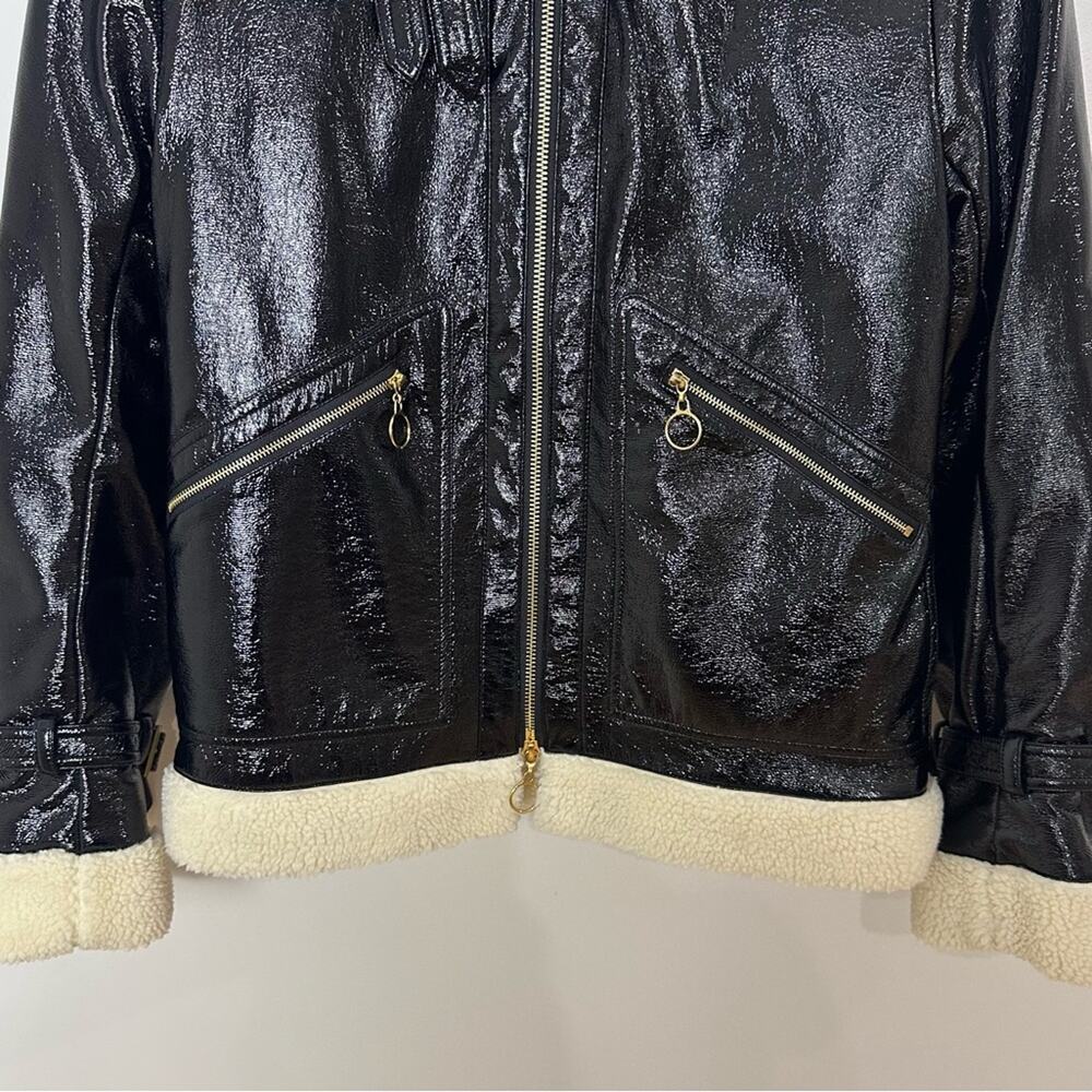Jonathan Simkhai Vegan Leather Sherpa Aviator Bomber Jacket Women’s XS Black - Picture 4 of 16